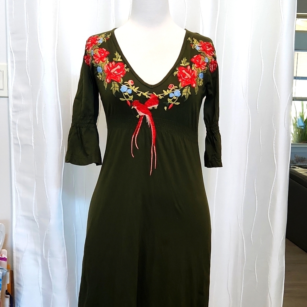 Johnny Was Embroidered Floral Dress